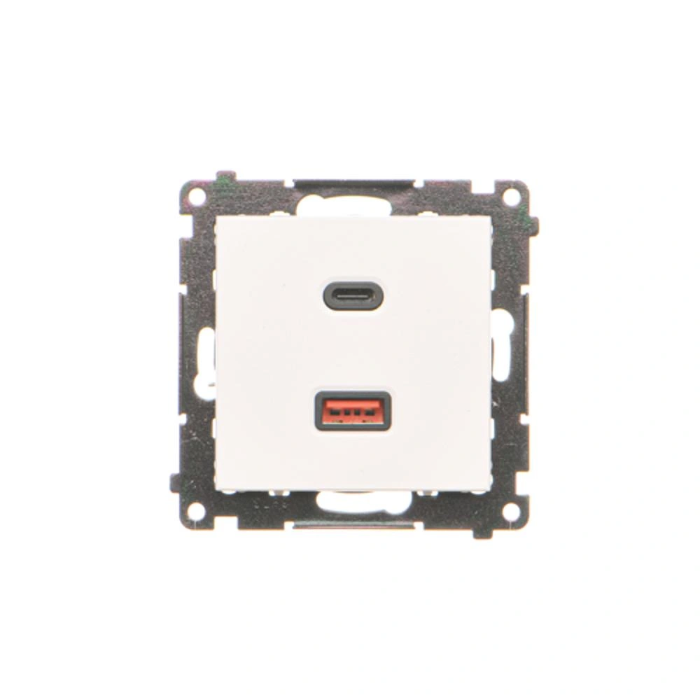 Ładowarka USB podwójna C+A 30W biały mat Simon 55