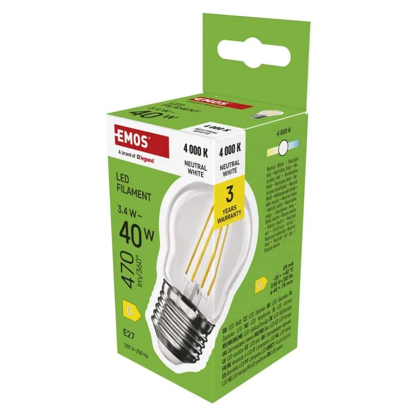 Żarówka LED FLM MiniGlob E27 3,4W(40W) 470lm 4000K