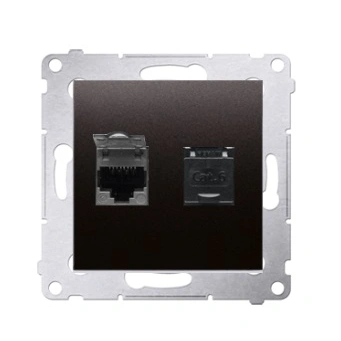 Simon54 Gniazdo komputerowe podwójne RJ45 czarny