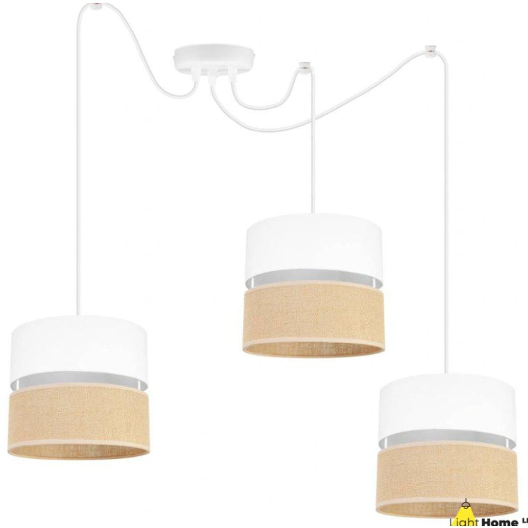Lampa wisząca pająk Juta biało- beżowy, 3x E27