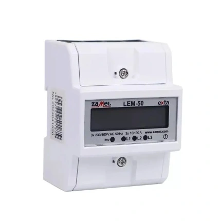Licznik energii elektrycznej 3-faz.LCD 100A 4-mod.LEM-50