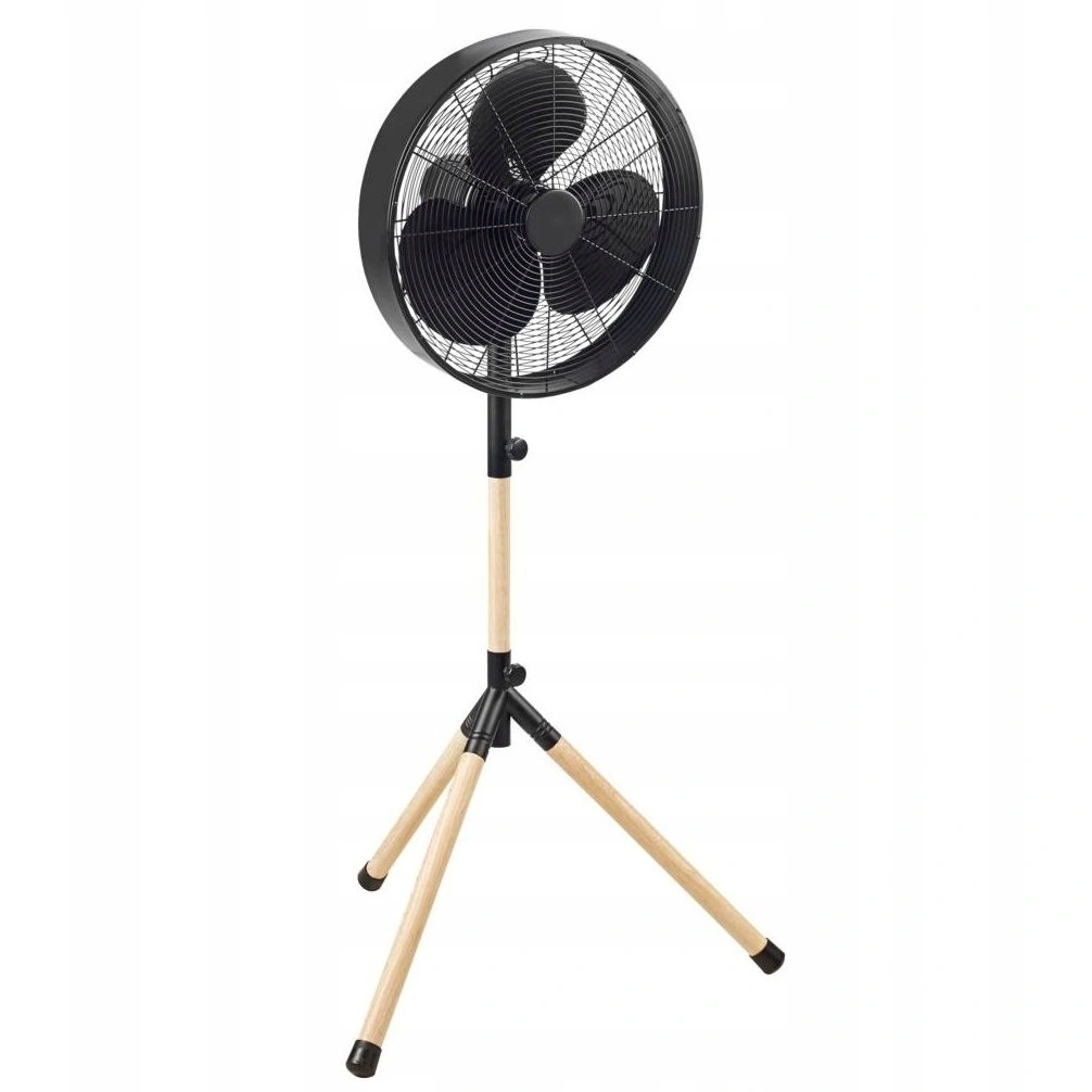 Wentylator stojący 40cm 45W na trójnogu drewnianym czarny